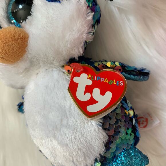 Ty Flippables Set of 2 Flip Sequin Pinky Flamingo and Payton Penguin - Picture 4 of 7